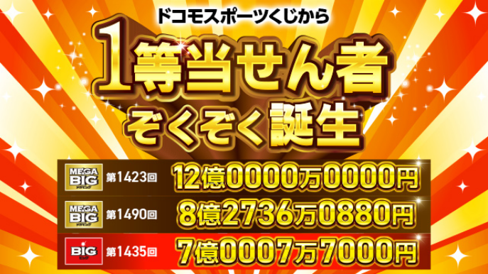ドコモスポーツくじから1等当せん者ぞくぞく誕生