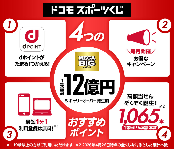 ドコモスポーツくじ｜dマガジン会員さま限定キャンペーン｜NTTドコモ公式