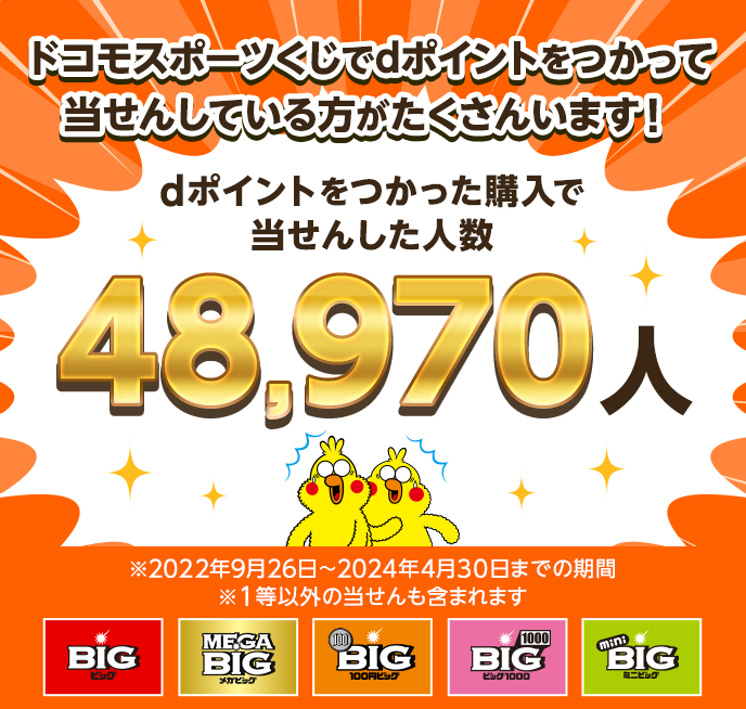 ドコモスポーツくじでdポイントをつかって当せんしている方がたくさんいます！