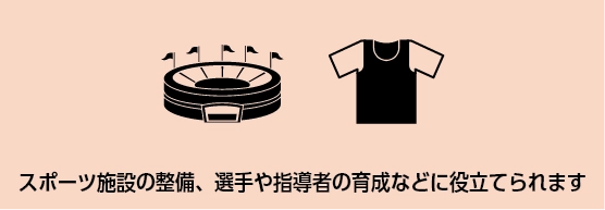 スポーツ施設の整備、選手や指導者の育成などに役立てられます