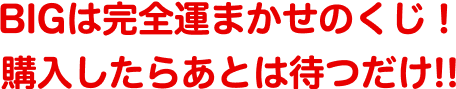 BIGは完全運まかせのくじ！購入したらあとは待つだけ!!
