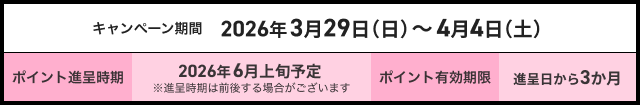 キャンペーン期間：2026年3月29日（日）〜4月4日（土）