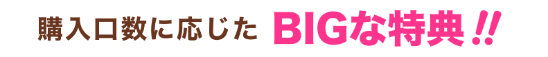 購入口数に応じたBIGな特典!!