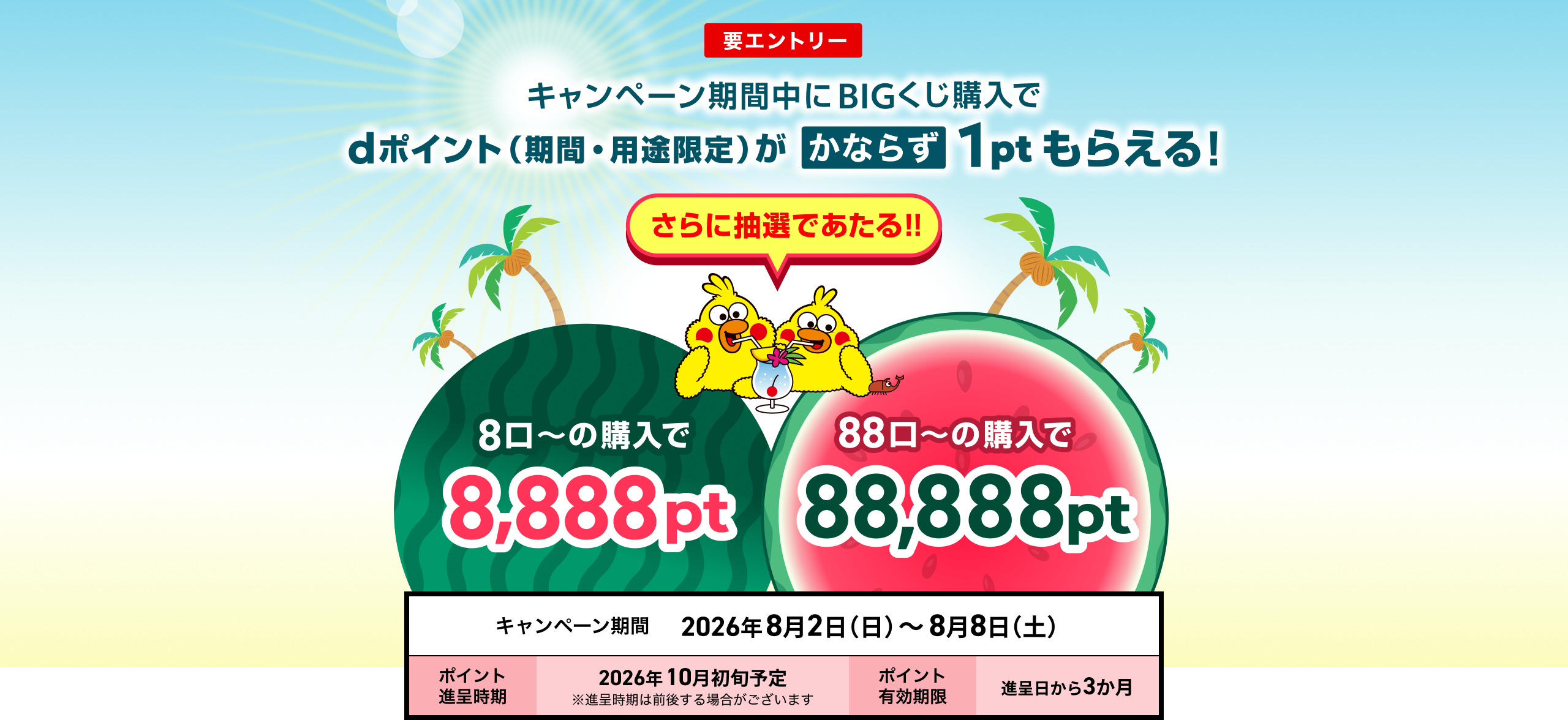 ドコモスポーツくじ｜ゾロ目の日キャンペーン2026年8月 BIGくじ購入でd